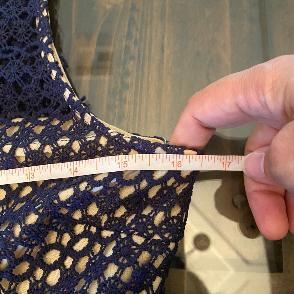 Francesca’s Navy Ivory Macrame Lace Dress size S - Picture 5 of 15